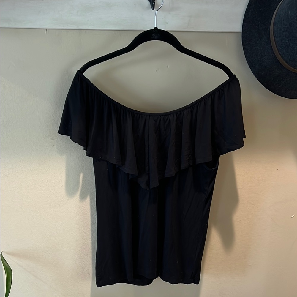Anthropologie Black Off-the-Shoulder Blouse
